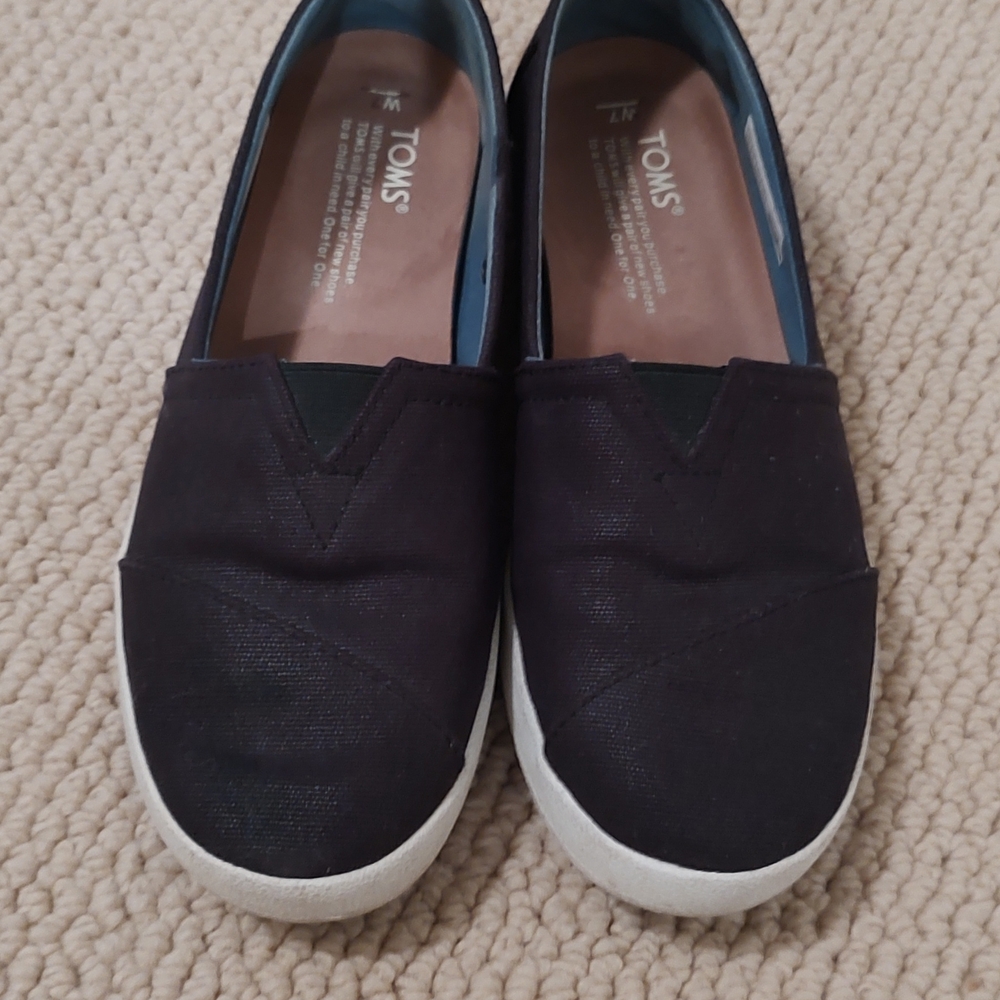 Toms Black Flats with White Soles